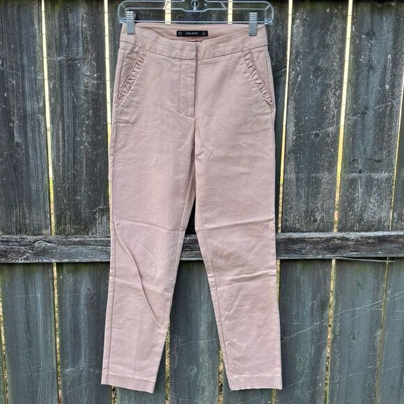 Zara Basic Tan Ankle Dress Pants XS - Picture 1 of 5